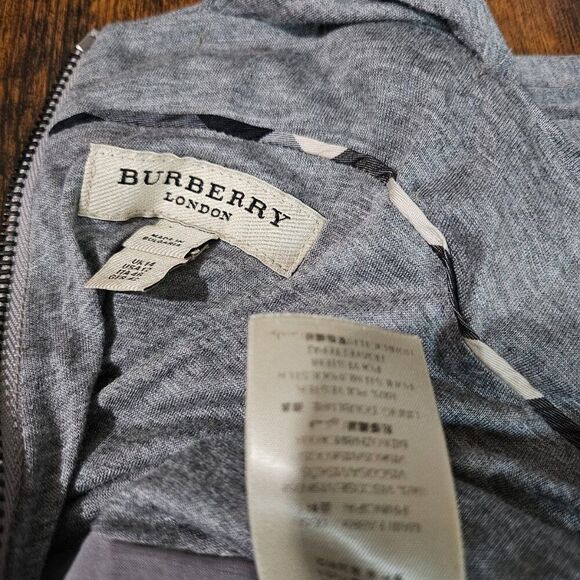 Burberry Jersey Dress XL 12 14 Tank Gray Ruched Smocked - Picture 5 of 10